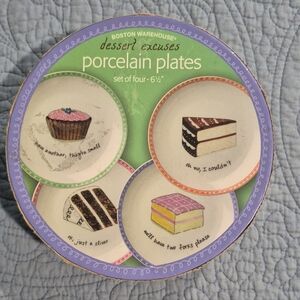 NEW Boston Warehouse Colorful Dessert Porcelain Plates Set